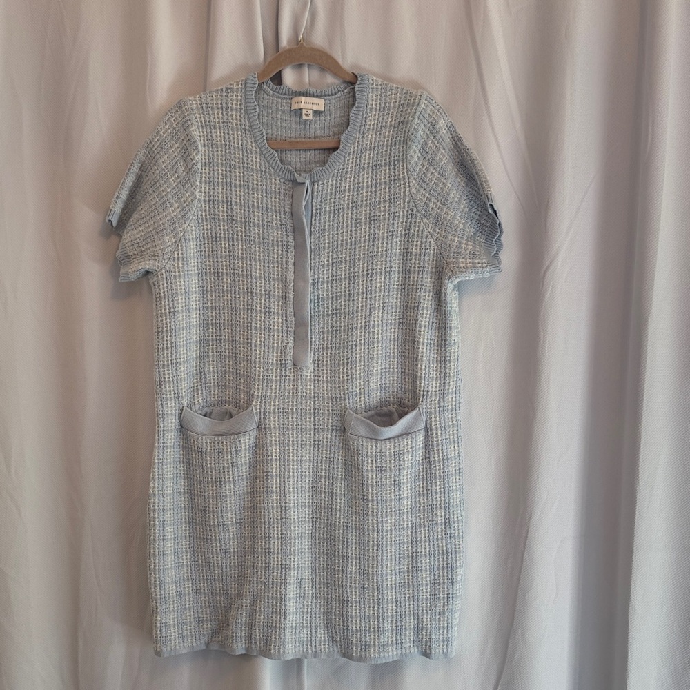 Elegant Blue Tweed Dress
